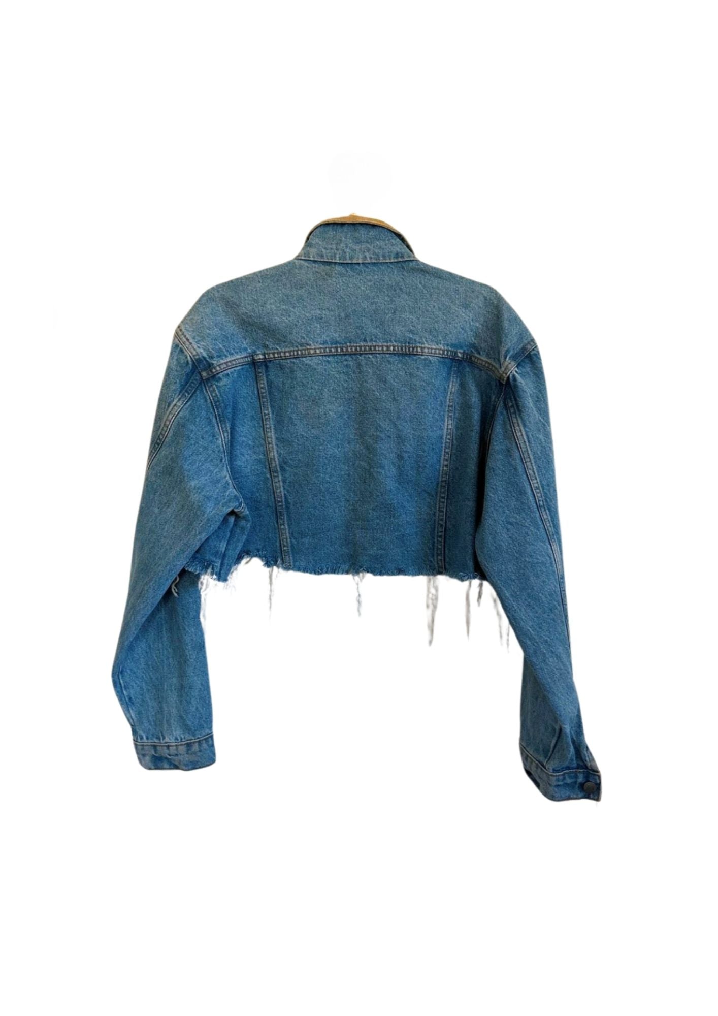 Corduroy Collar Crop Denim Jacket