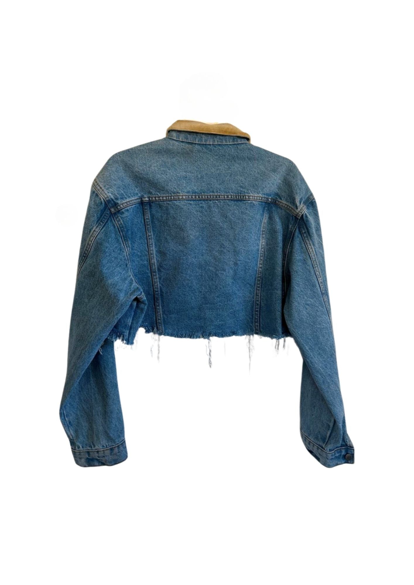 Corduroy Collar Crop Denim Jacket