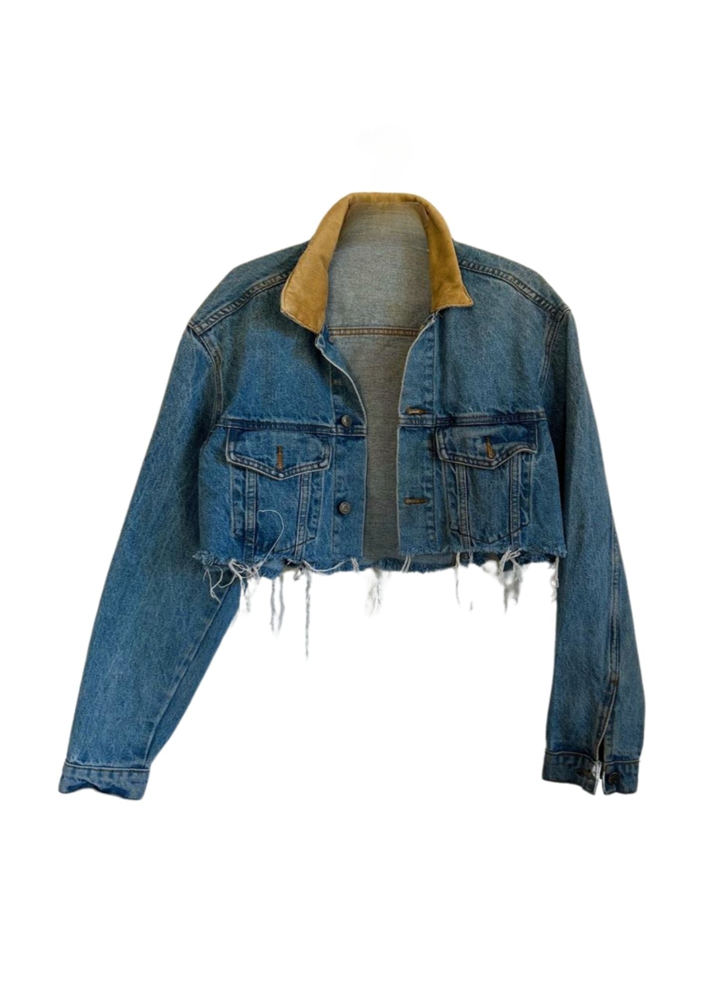 Corduroy Collar Crop Denim Jacket